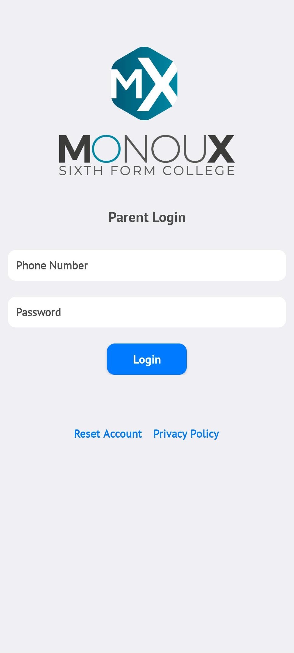 Parent App Login Page